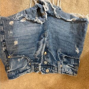 Distressed Blue Jean Shorts